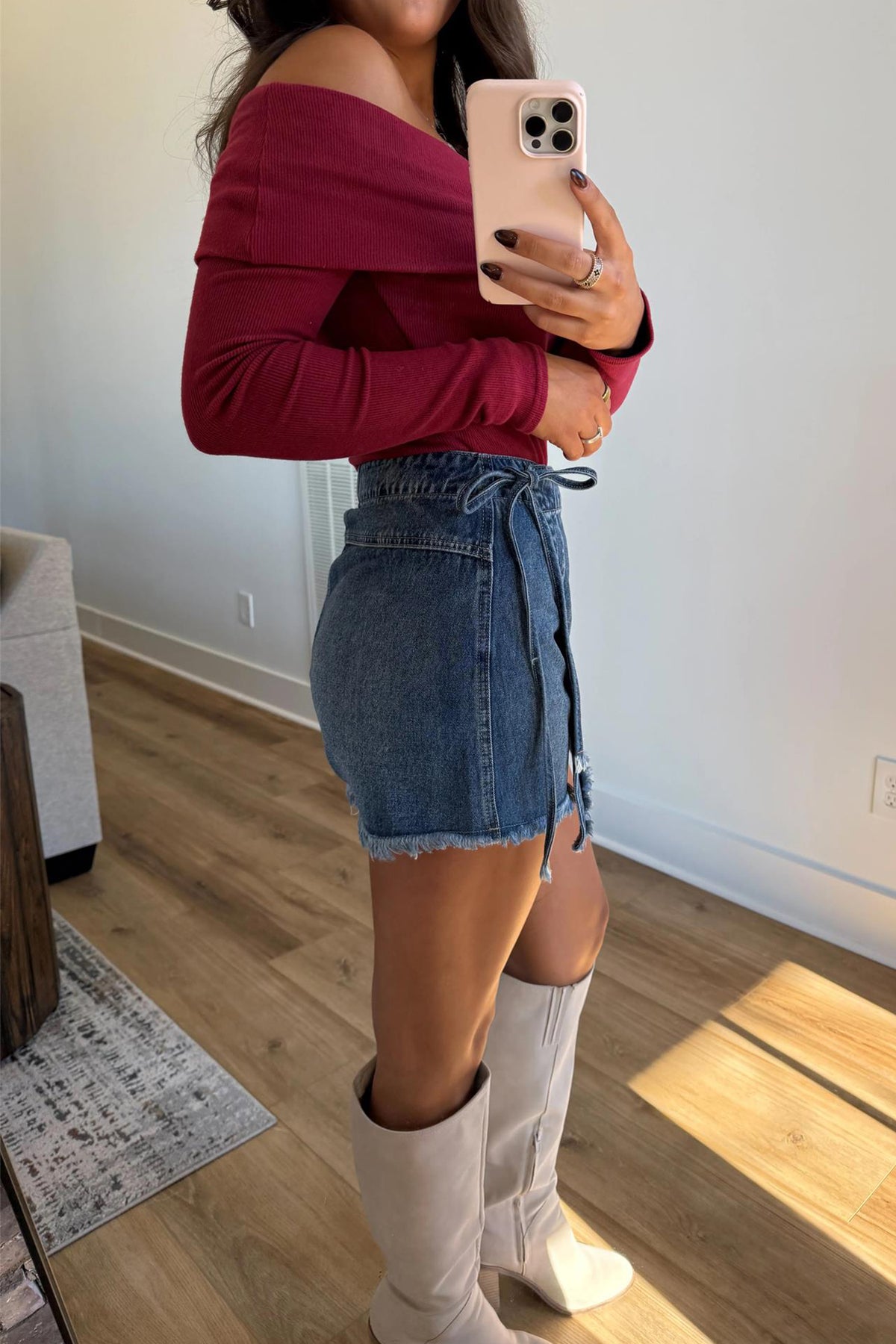 Ashleigh Blue Tied Waist Denim Skort