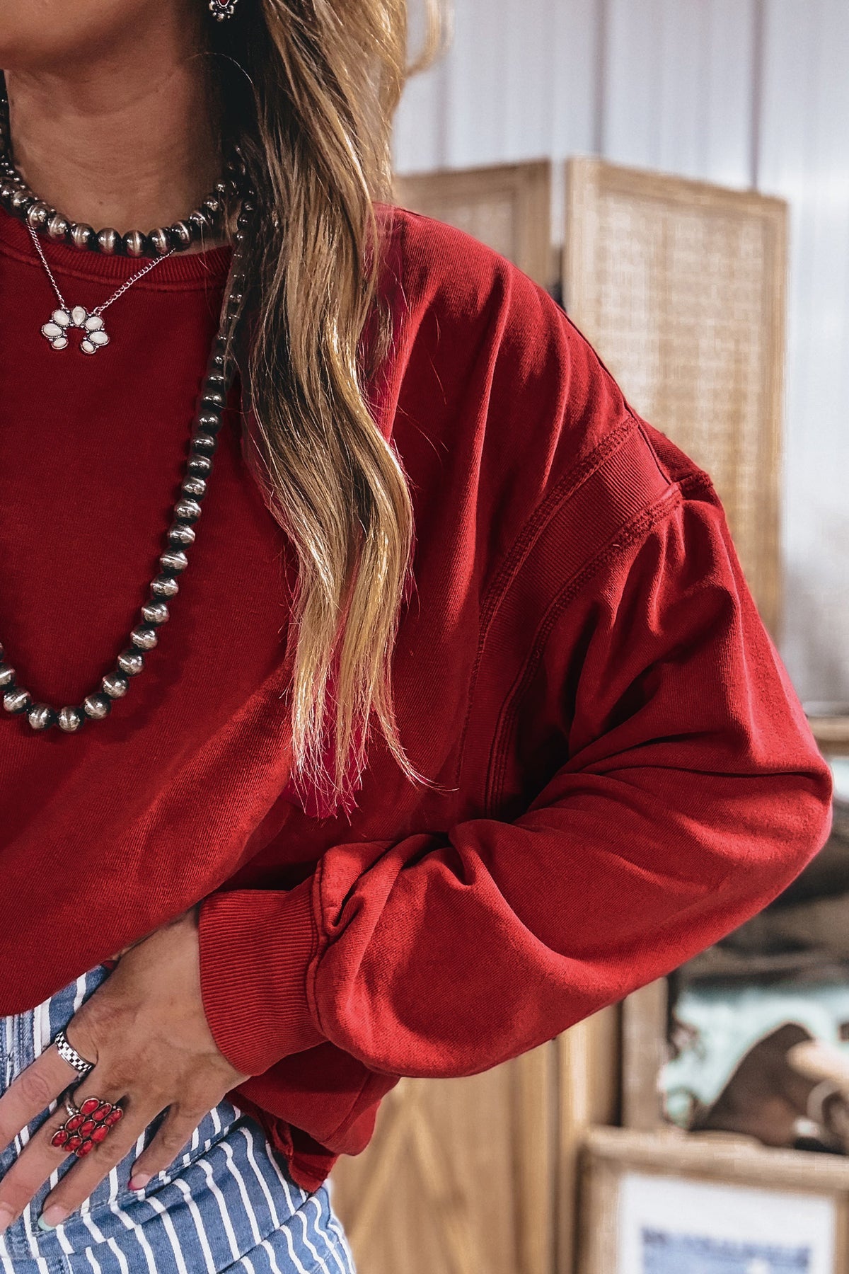 Ribbed Cutout Back Sweatshirt