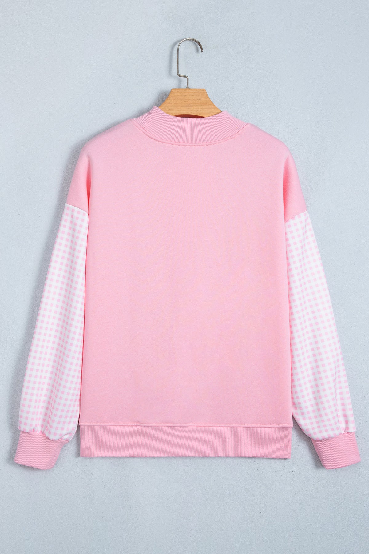 Plaid Sleeve Loose Tunic Sweatshirt