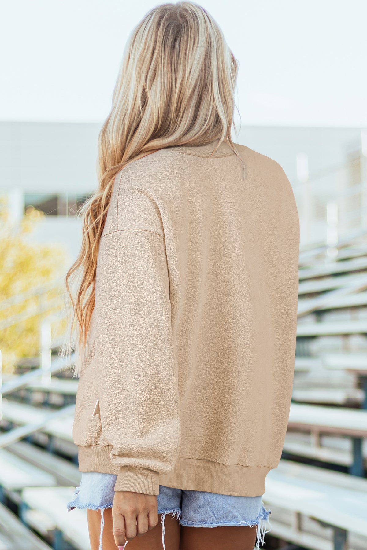 Oversize Reversible Mock Neck Sweatshirt