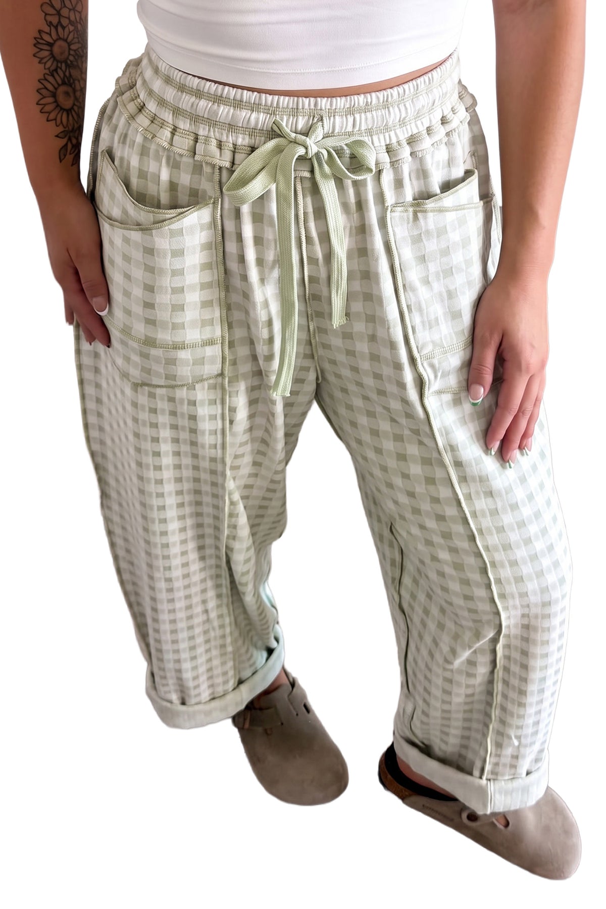 Plaid Drawstring Pants