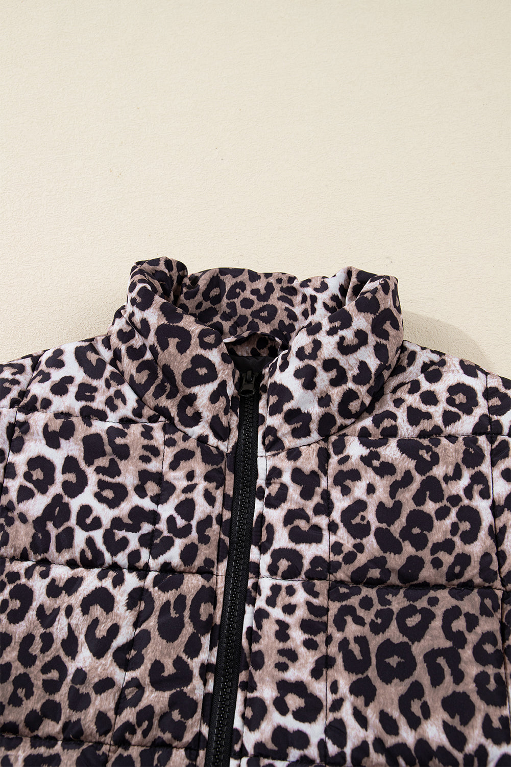 Leopard Quilted Puff Vest