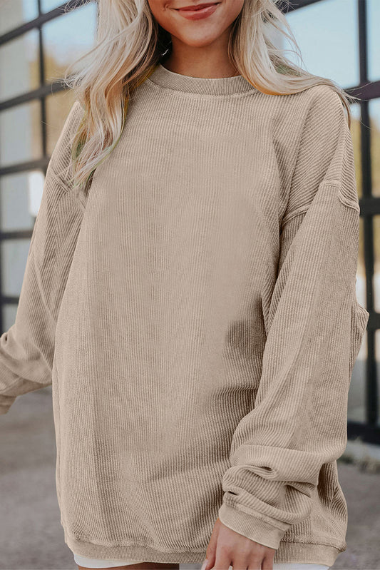 Smoke Gray Corduroy Oversized Sweatshirt