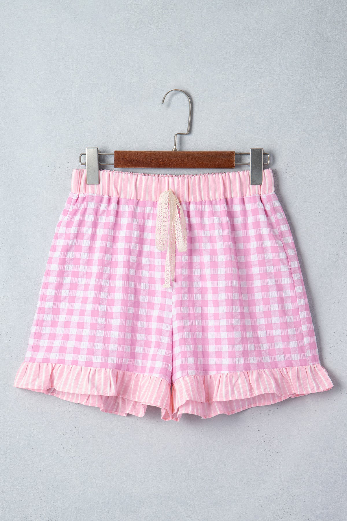 Gingham Ruffle Striped Shorts