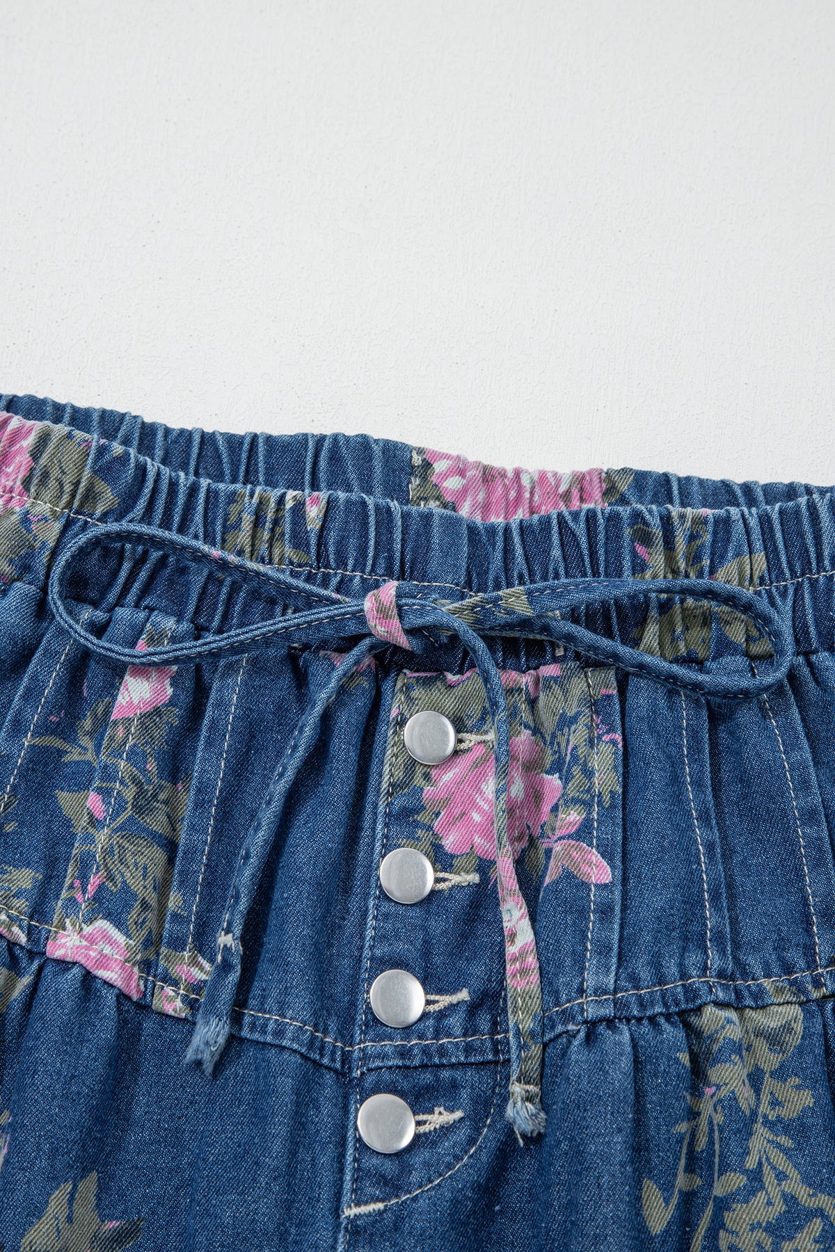 Floral Print Pintuck Wide Leg Pants