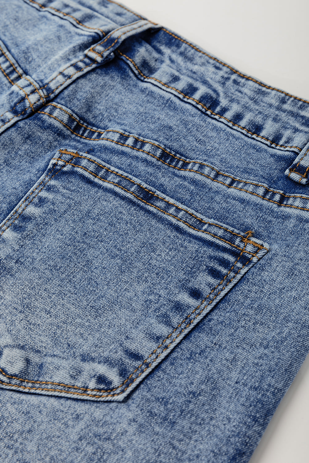 Cuffed Hem Straight High Waist Jeans