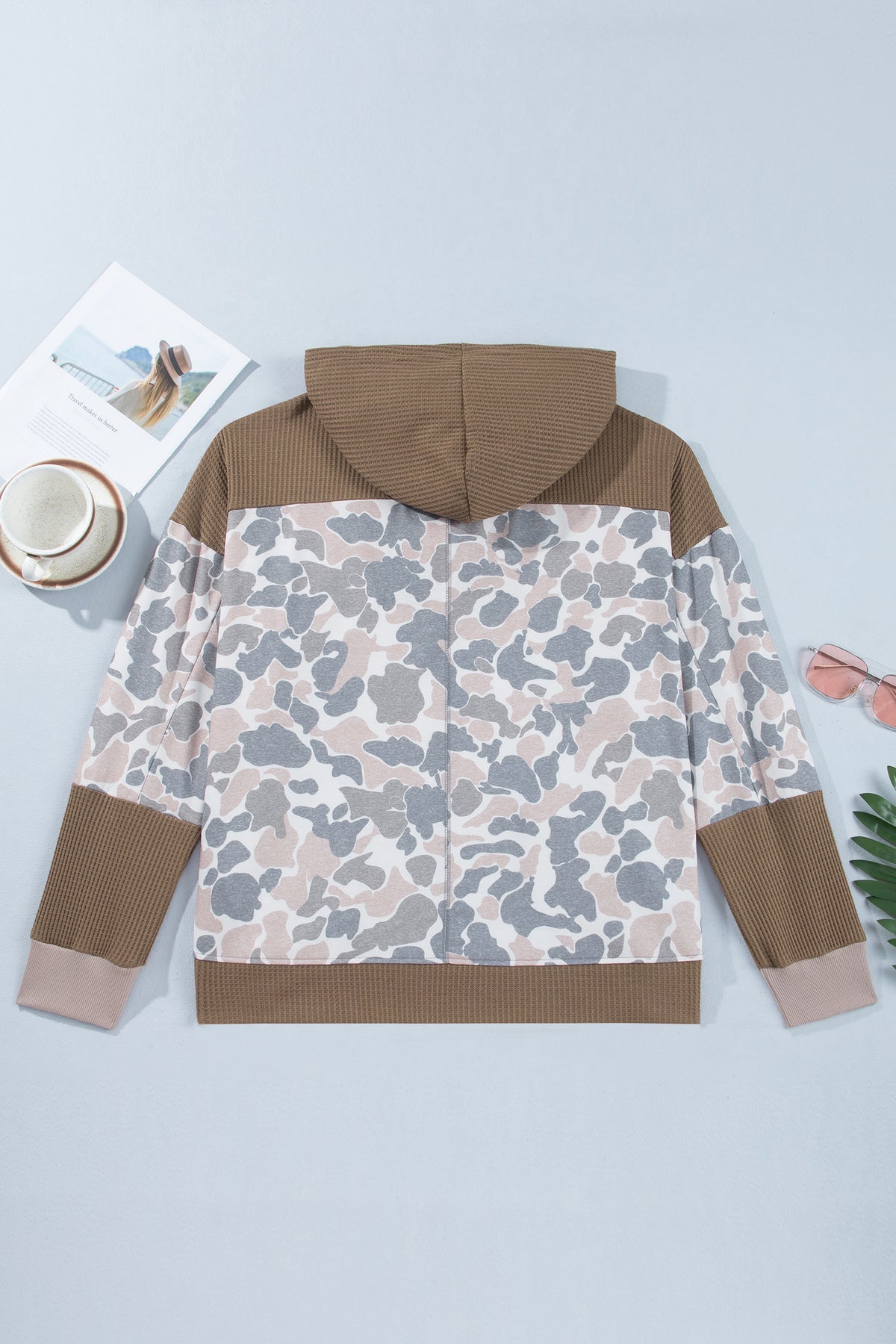 Camouflage Waffle Knit Plus Size Hoodie