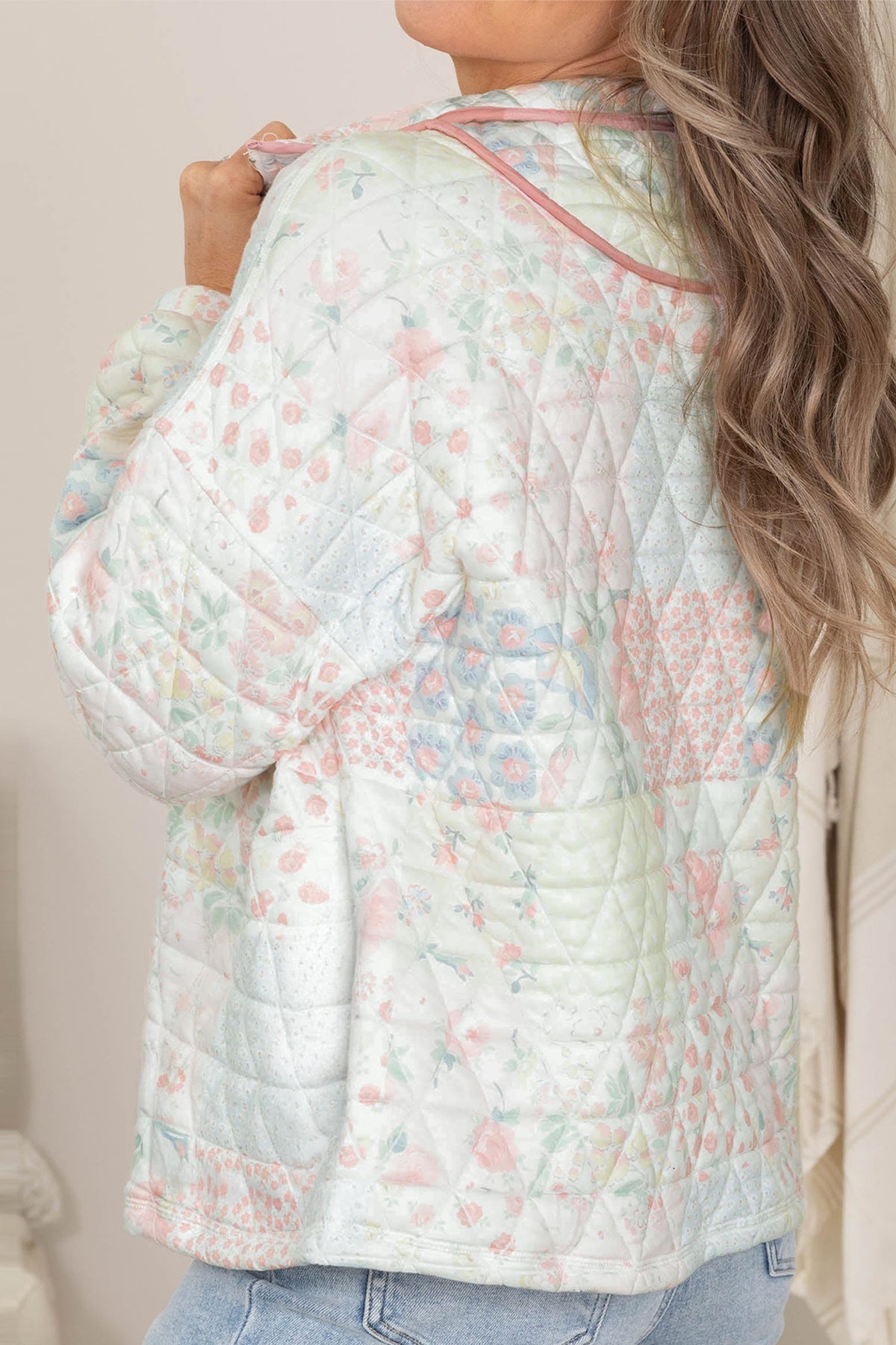 Floral Quilted Long Sleeve Sweatshirt