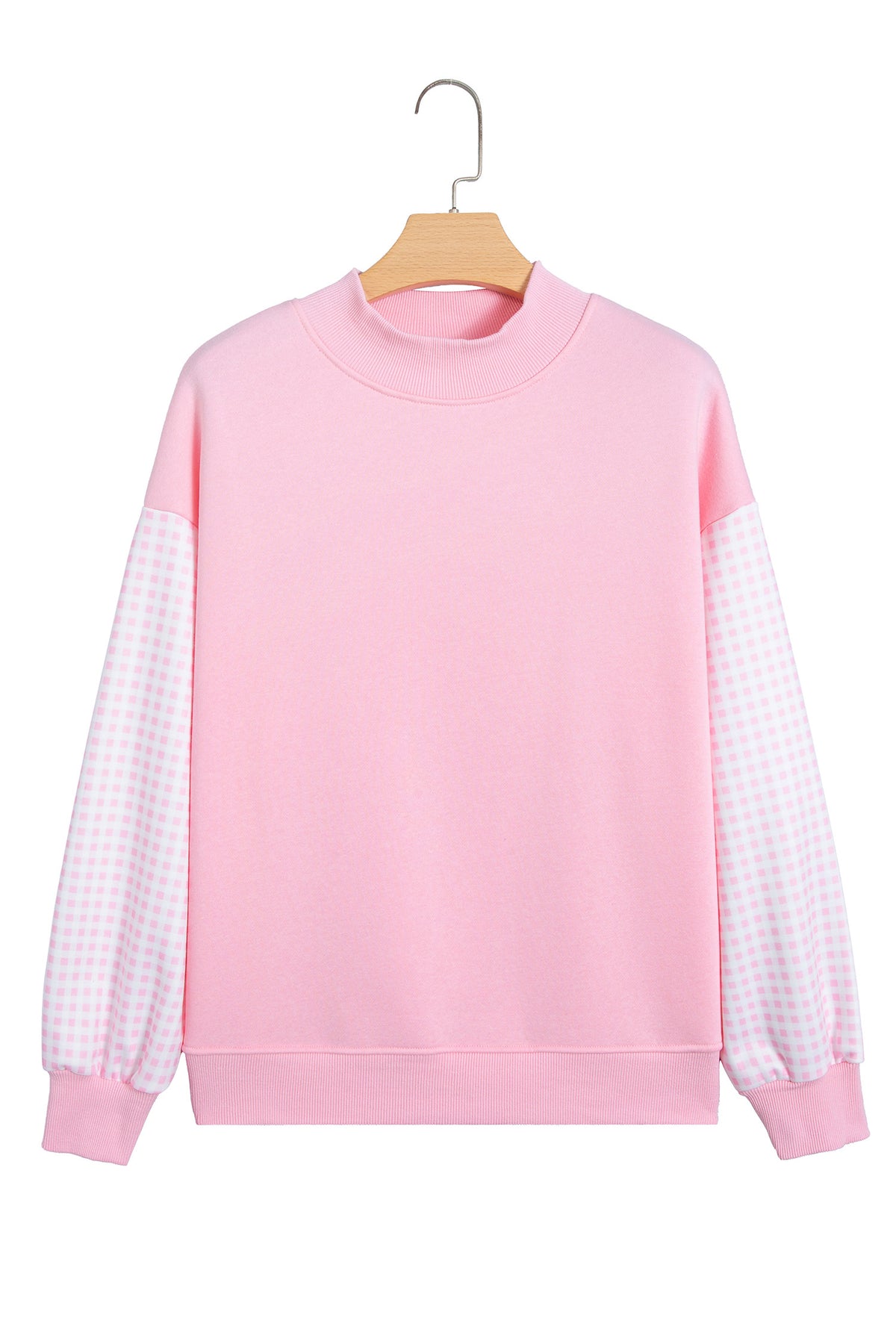 Plaid Sleeve Loose Tunic Sweatshirt