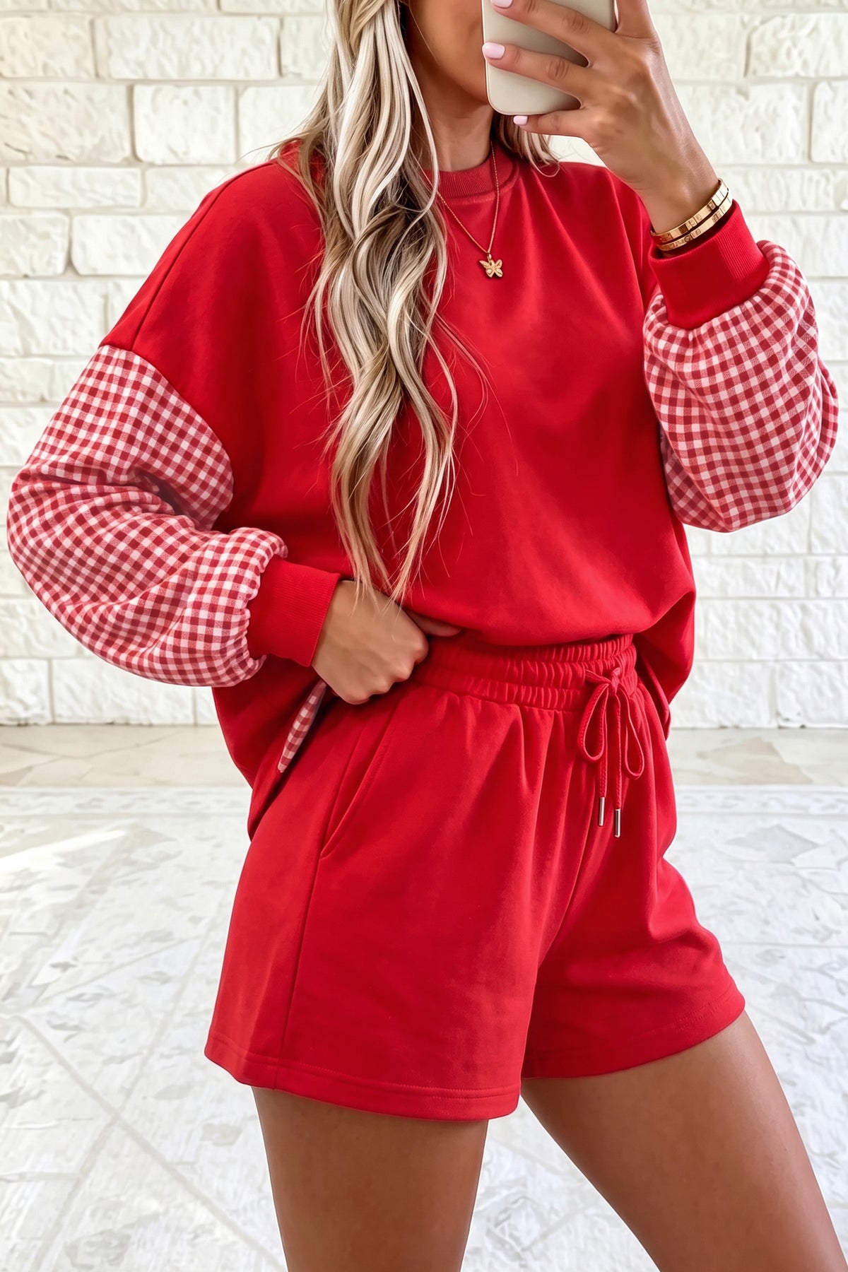 Long Sleeve Top w/Drawstring Shorts Set