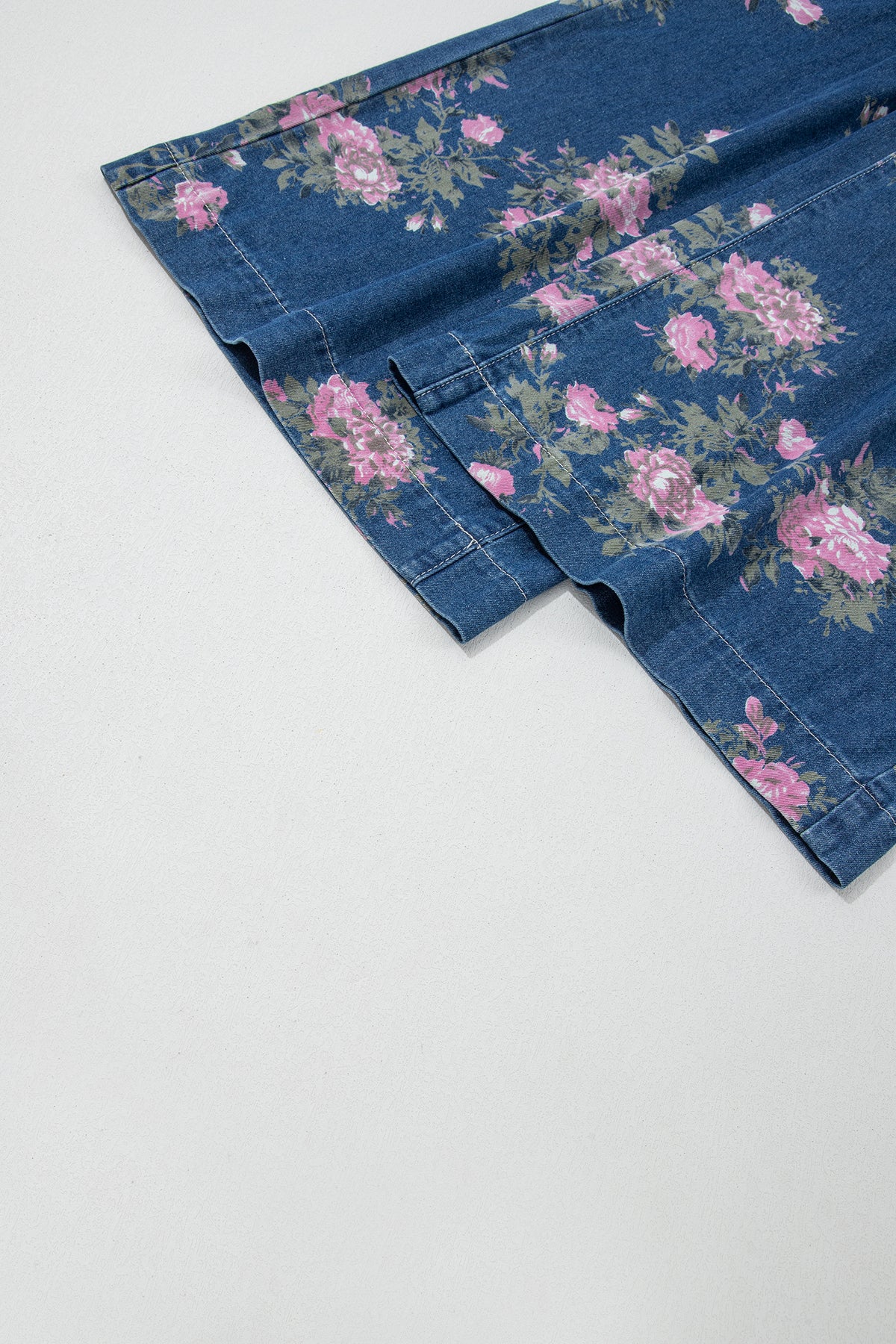 Floral Print Pintuck Wide Leg Pants