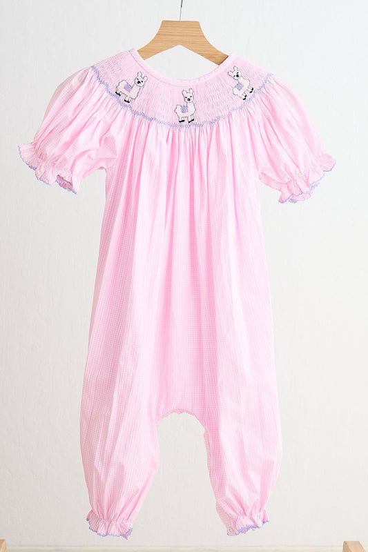 Pink Alpaca Smocked Romper