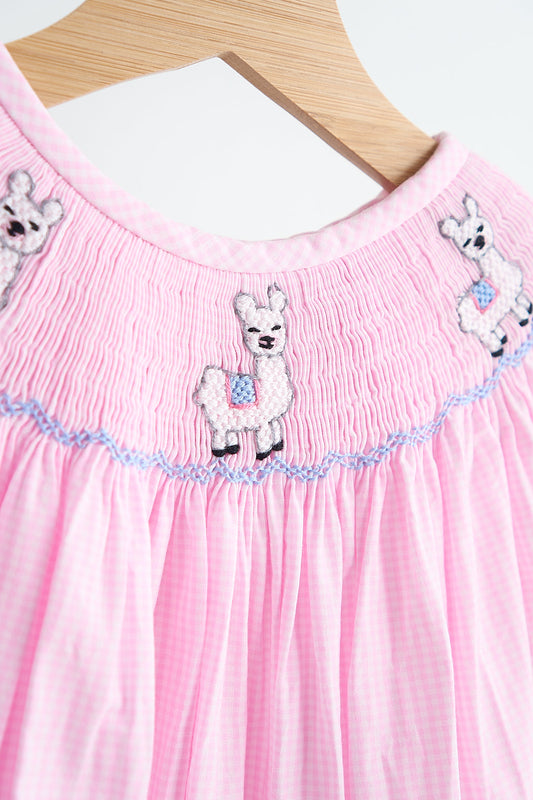 Pink Alpaca Smocked Romper