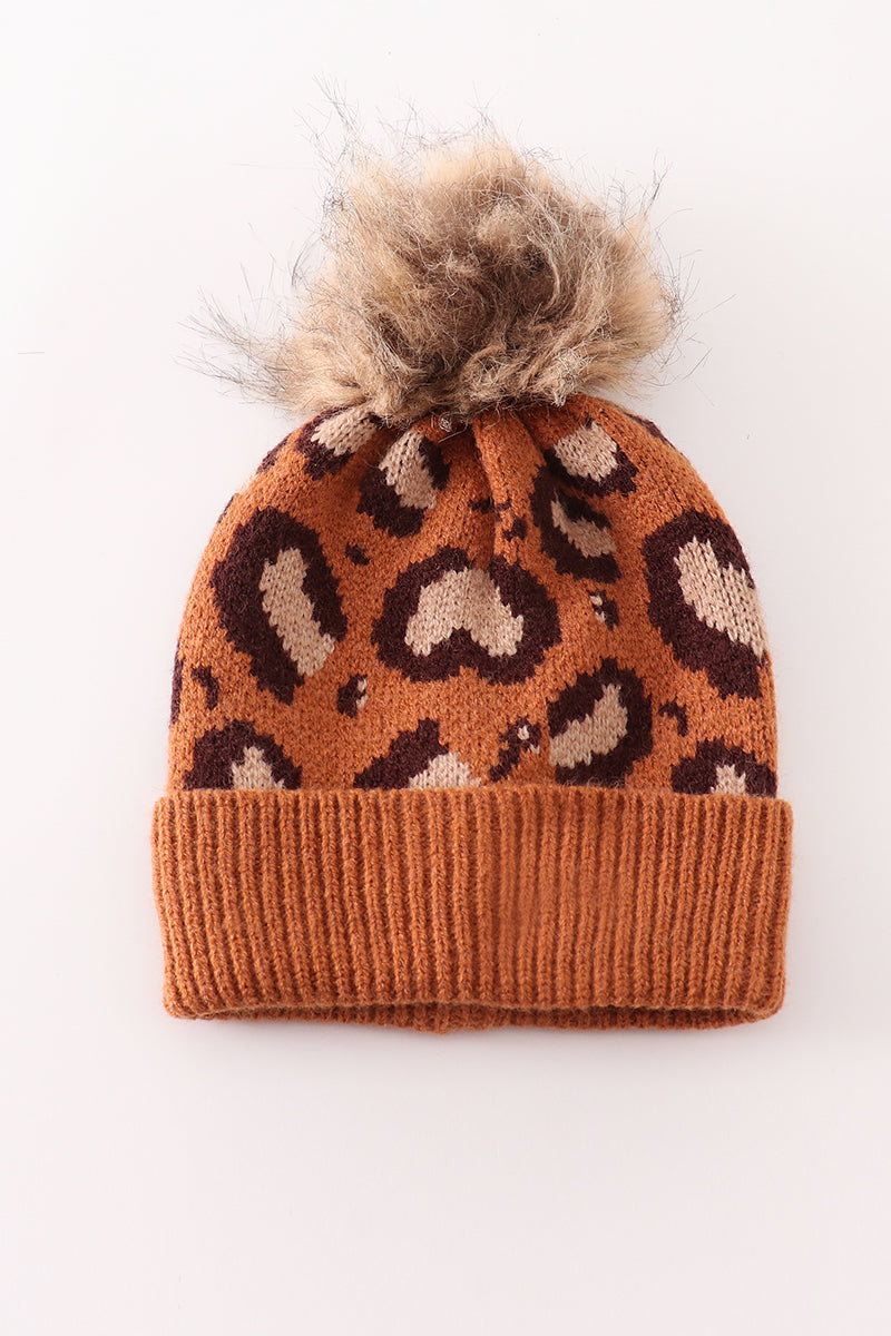 Leopard PomPom Beanie