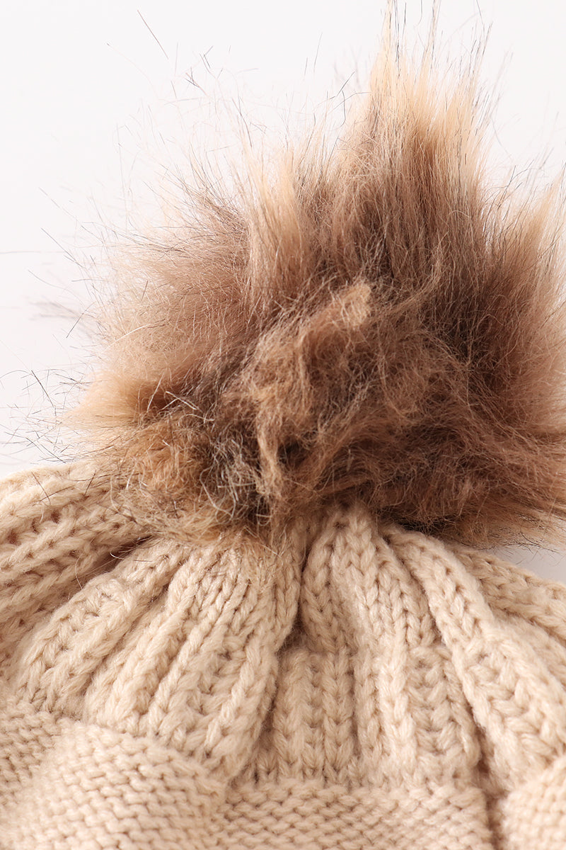 Beige PomPom Beanie