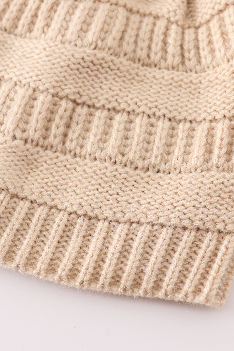 Beige PomPom Beanie