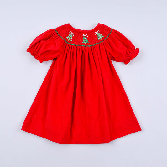 Christmas Tree Hand Smocked Dress