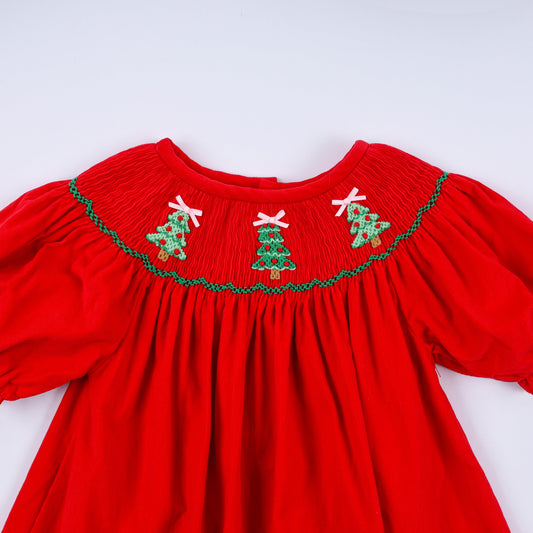 Christmas Tree Hand Smocked Dress