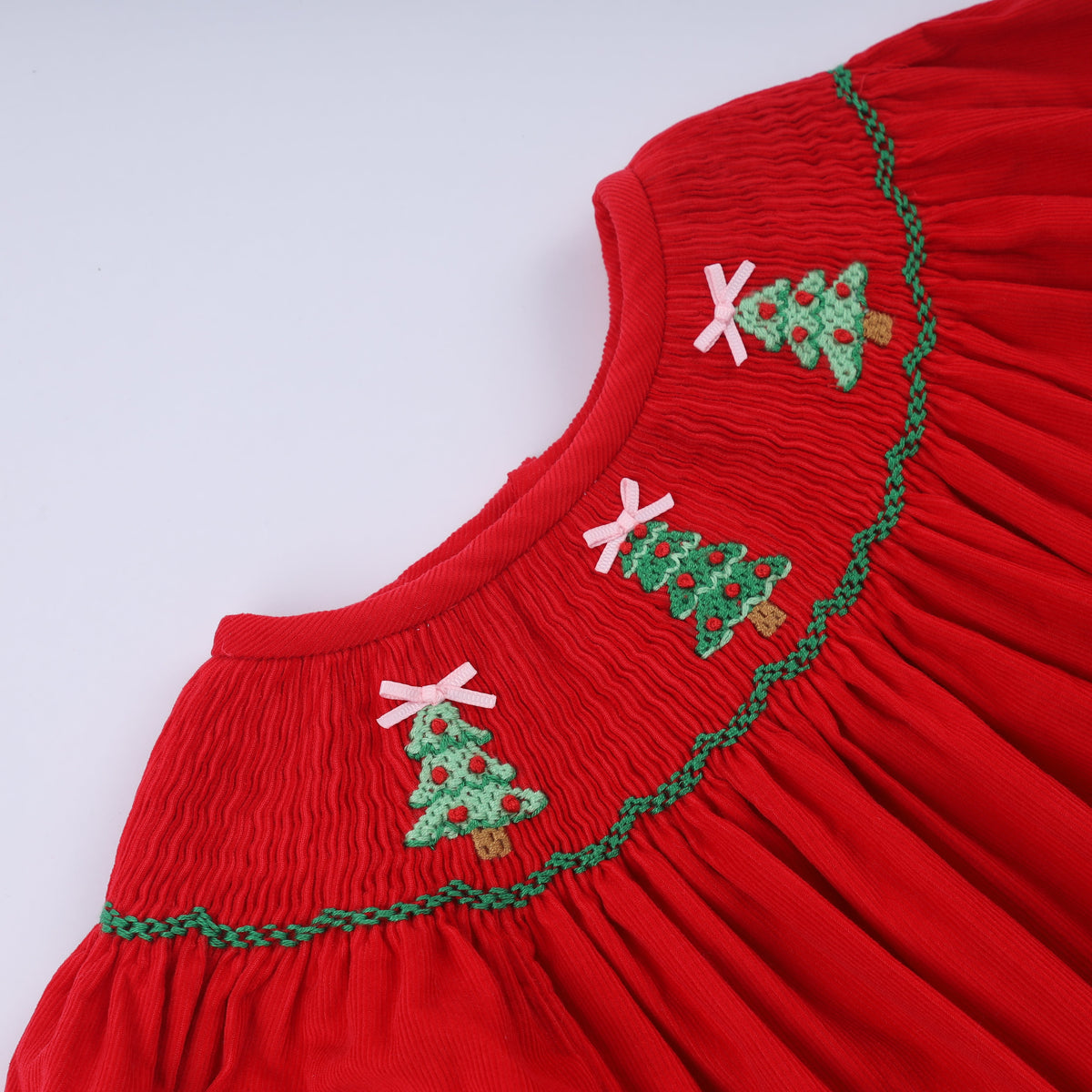 Christmas Tree Hand Smocked Dress