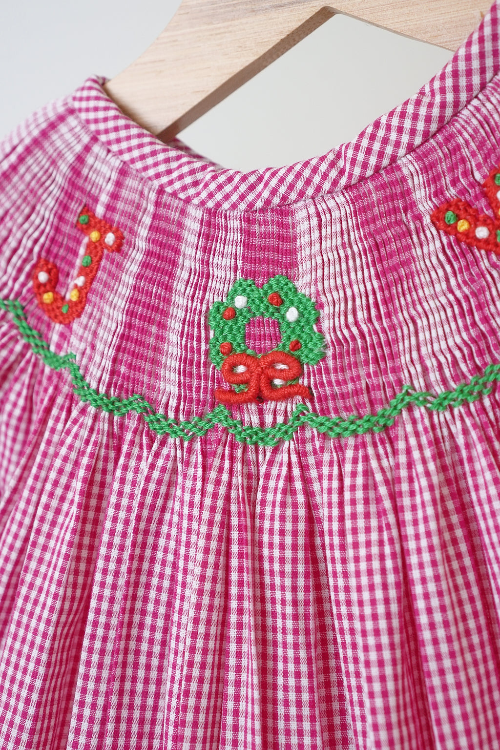 Pink Christmas "JOY" Smocked Romper