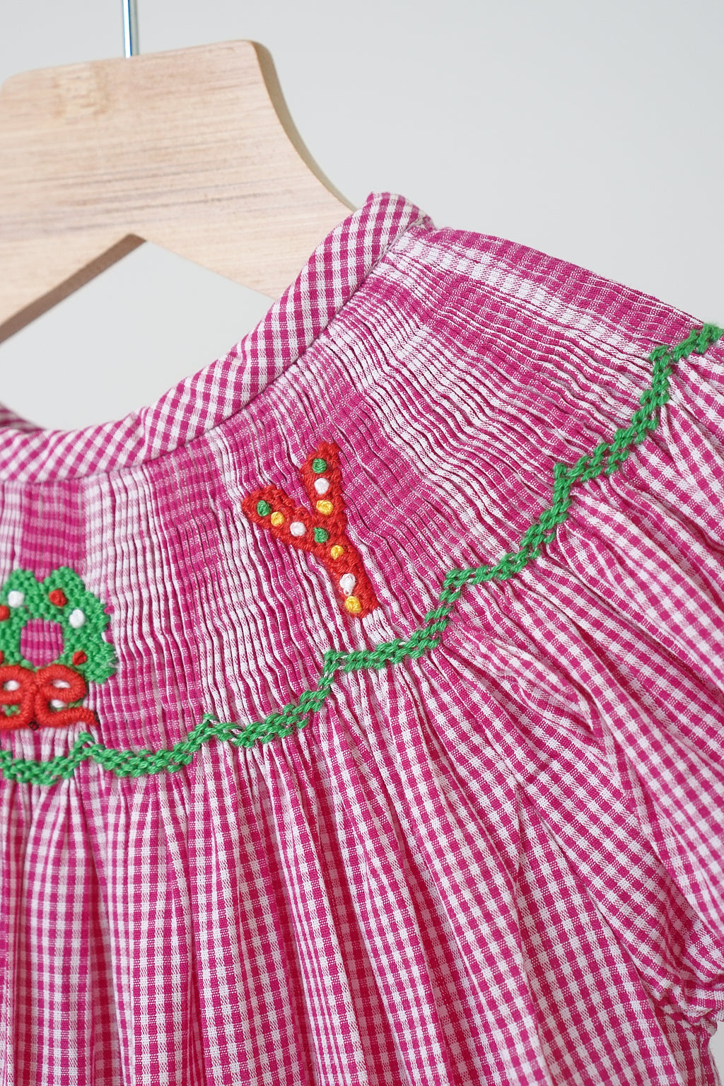 Pink Christmas "JOY" Smocked Romper