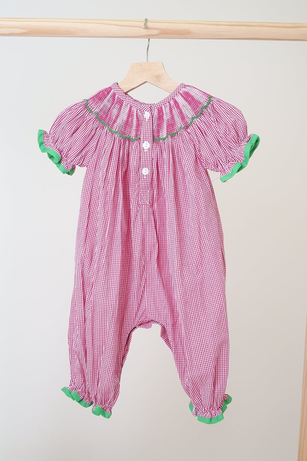 Pink Christmas "JOY" Smocked Romper