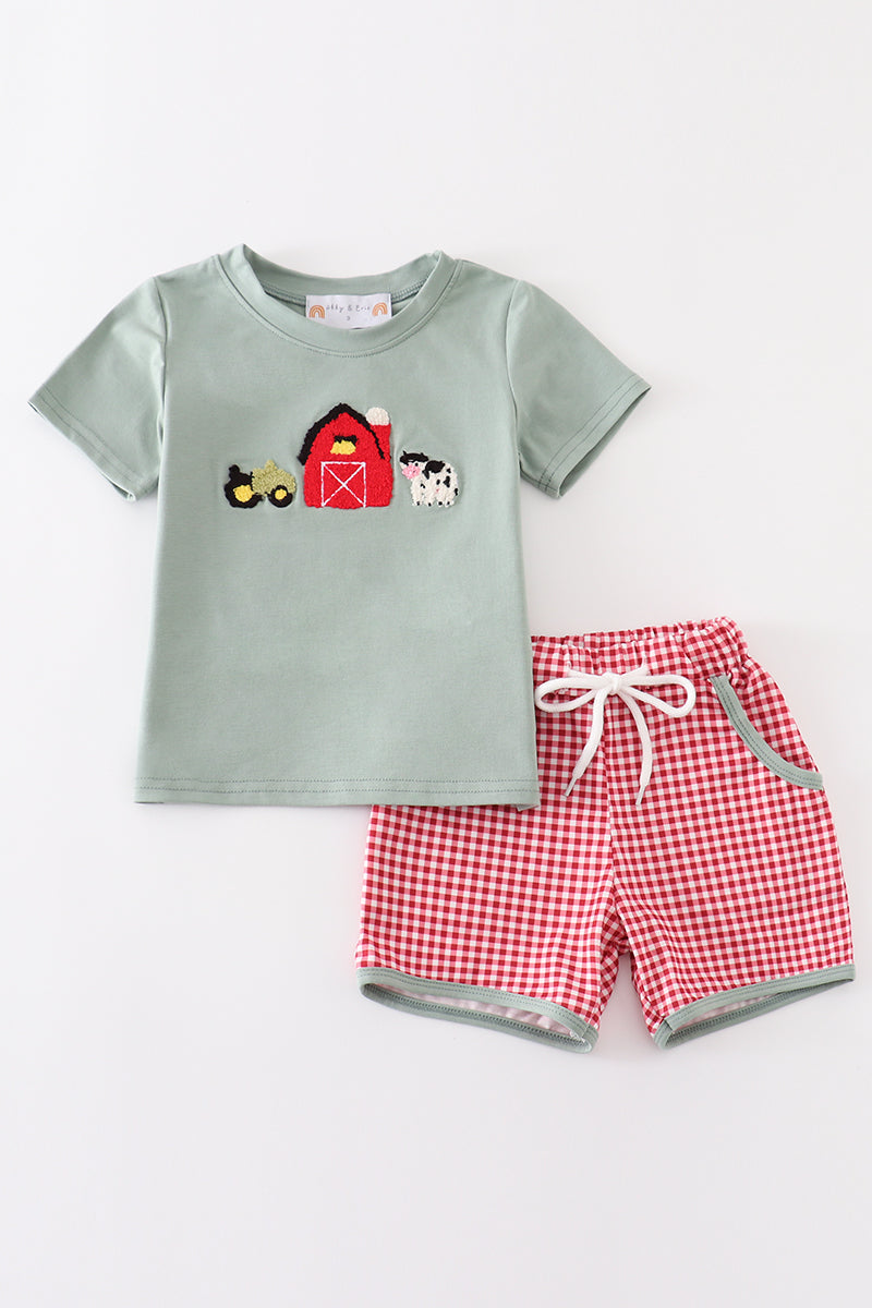 Green Farm Shorts Set