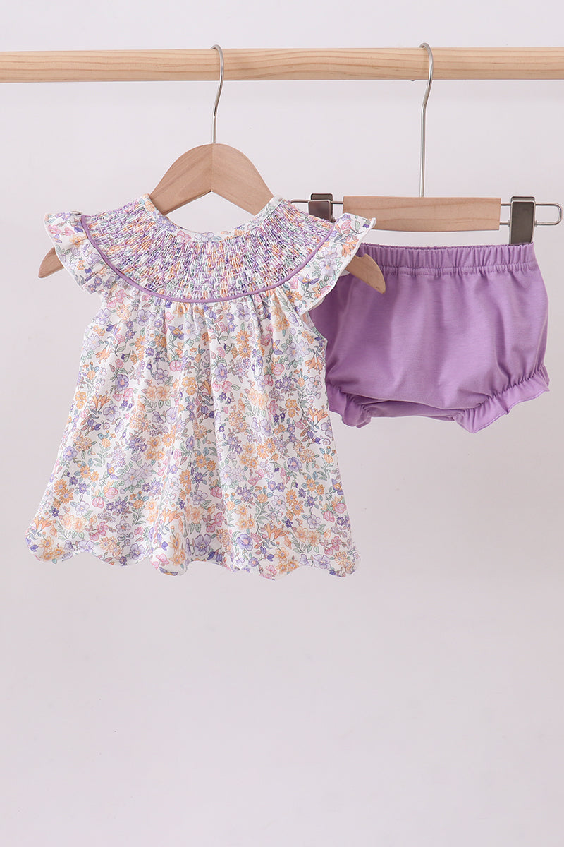 Floral Smocked Bloomer Set