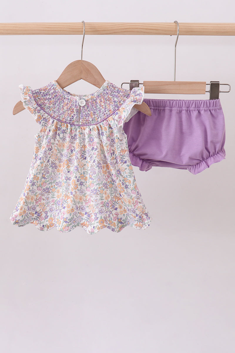 Floral Smocked Bloomer Set