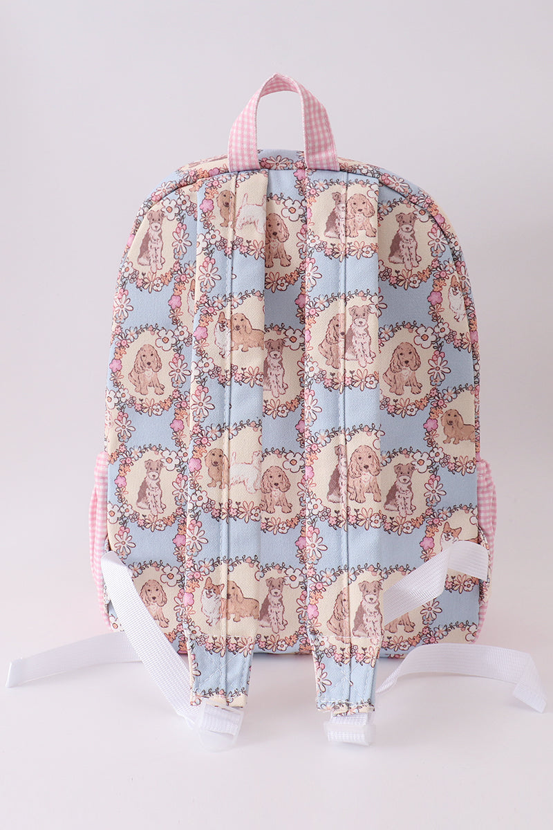 Pink Pup Embroidery Backpack