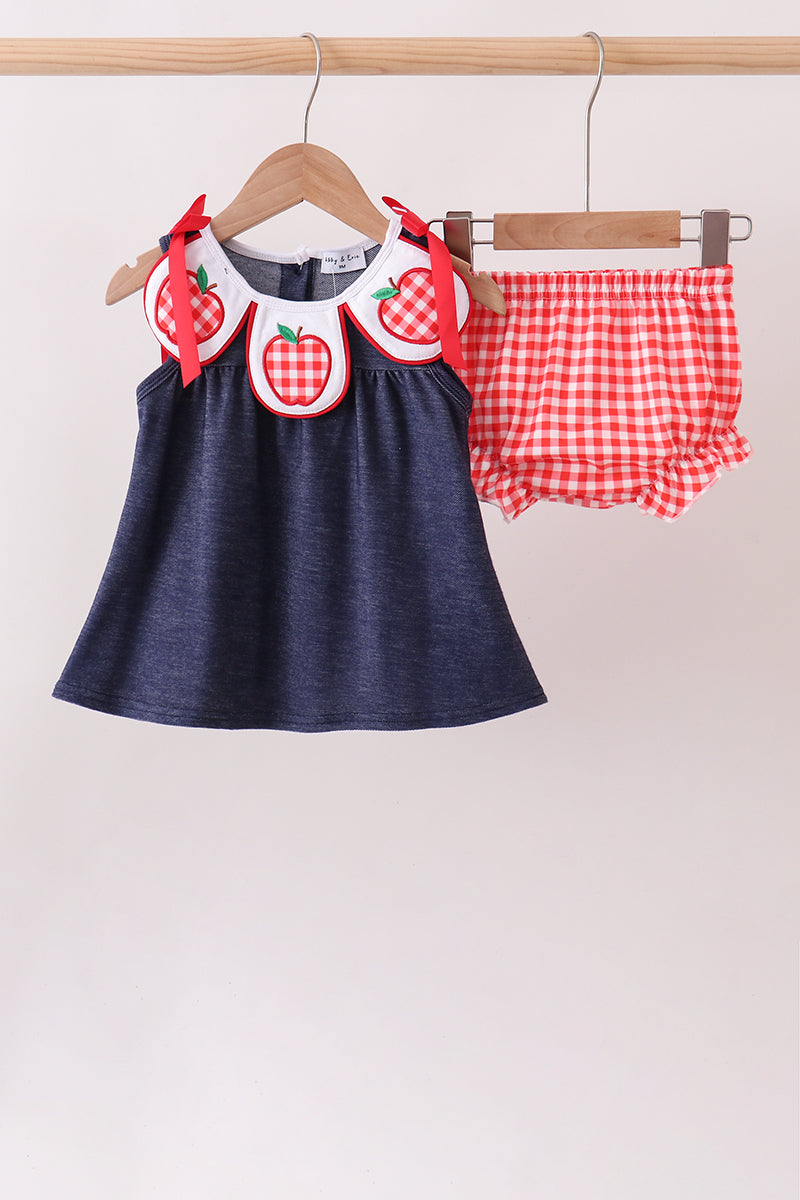 Navy Apple Bloomer Set