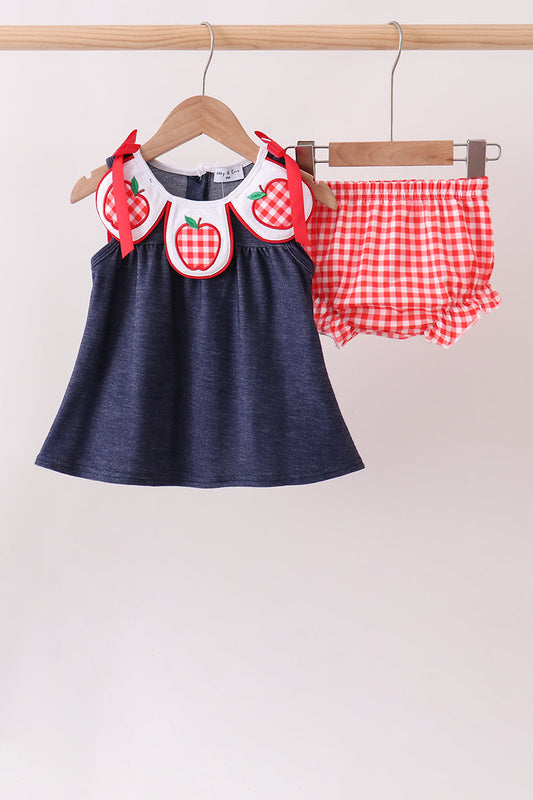 Navy Apple Bloomer Set