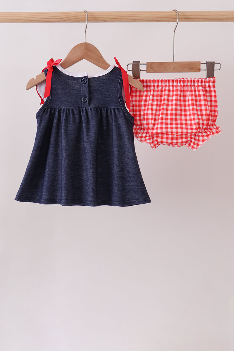 Navy Apple Bloomer Set