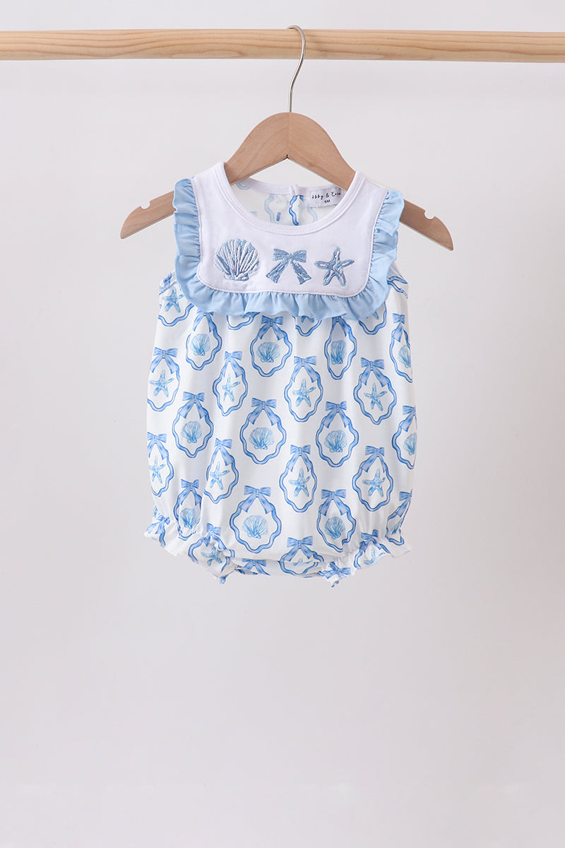 Blue Shell Embroidered Bubble