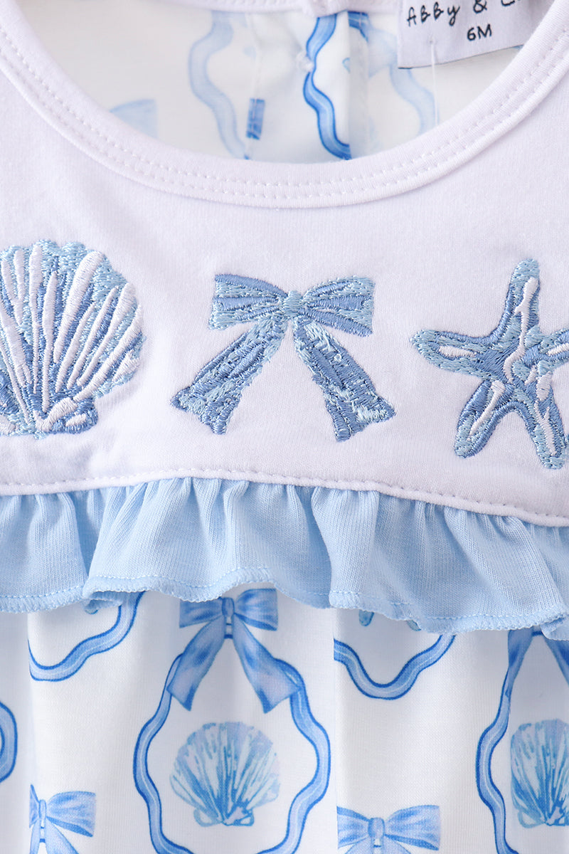 Blue Shell Embroidered Bubble