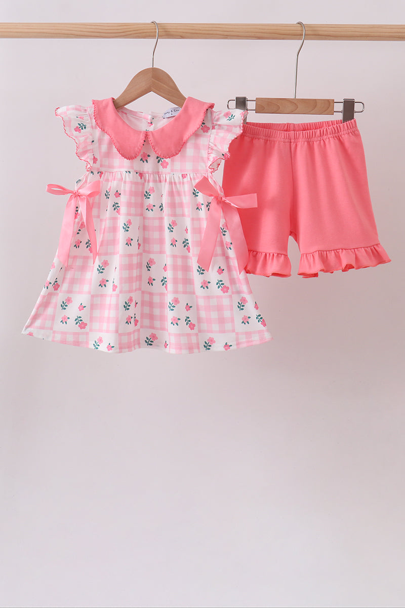 Pink Floral Shorts Set