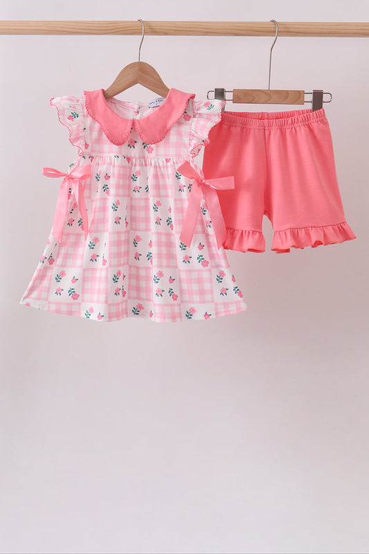 Pink Floral Shorts Set