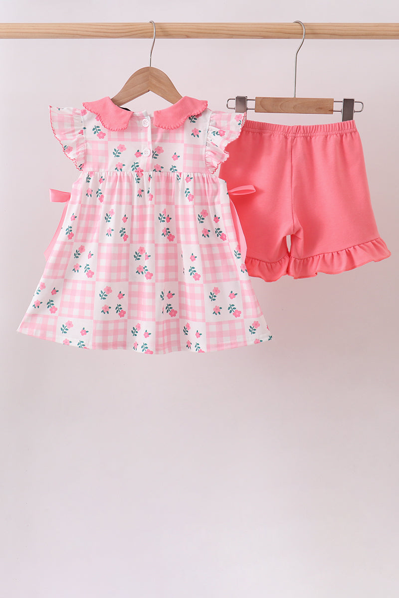 Pink Floral Shorts Set