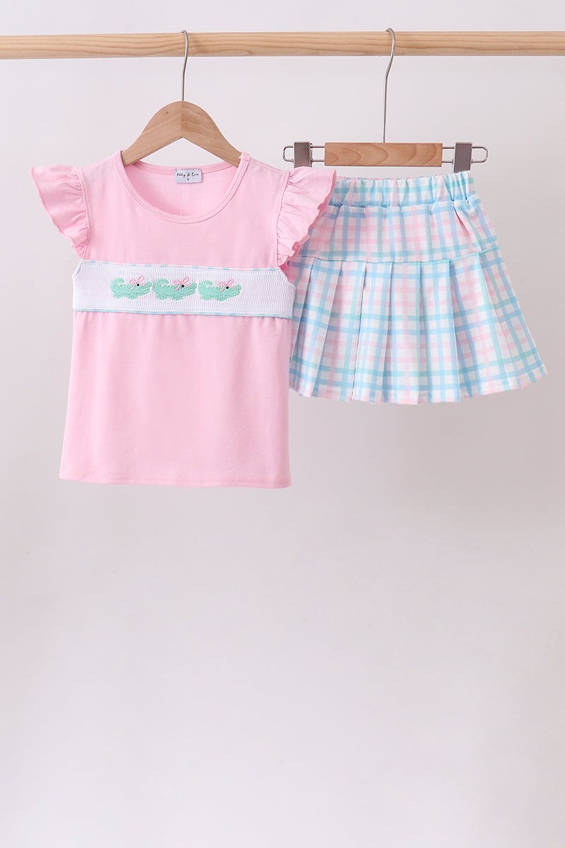 Crocodile Smocked Skorts Set