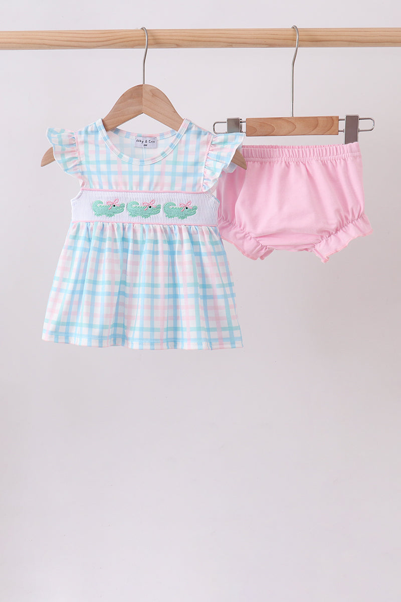 Crocodile Smocked Bloomer Set