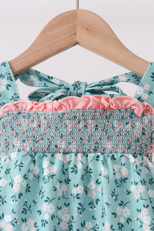 Floral Smocked Ruffle Bloomer Set
