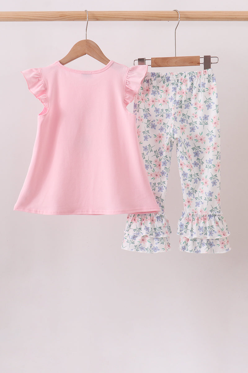 Pink Piggy Ruffle Pants Set
