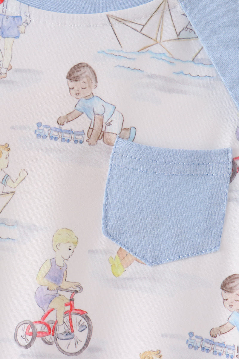 Blue Adventure Pocket Romper
