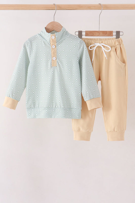 Khaki Geo Diamond pants Set