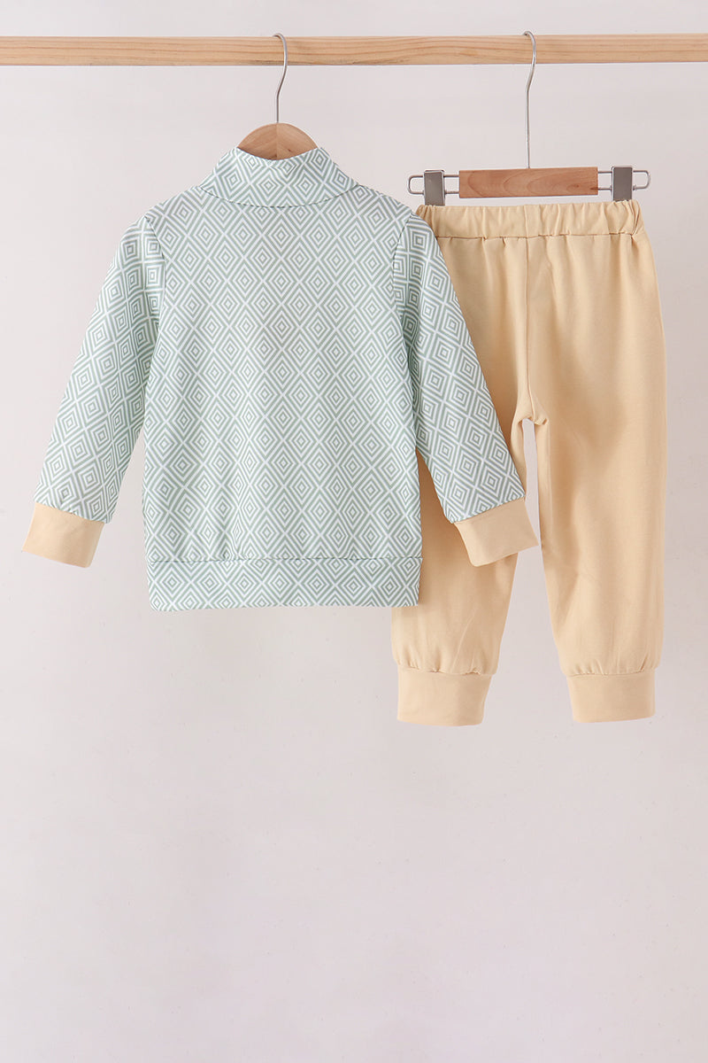 Khaki Geo Diamond pants Set