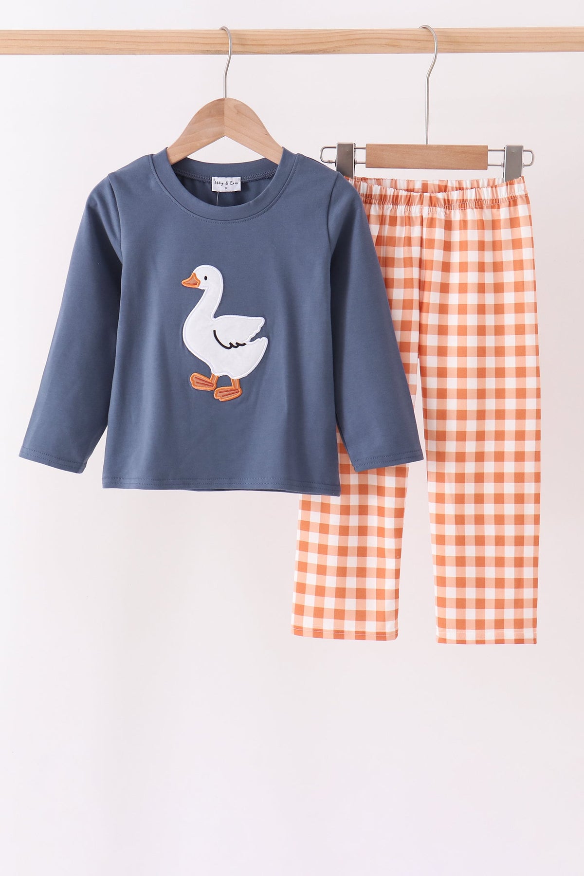 Navy Goose Applique Pants Set