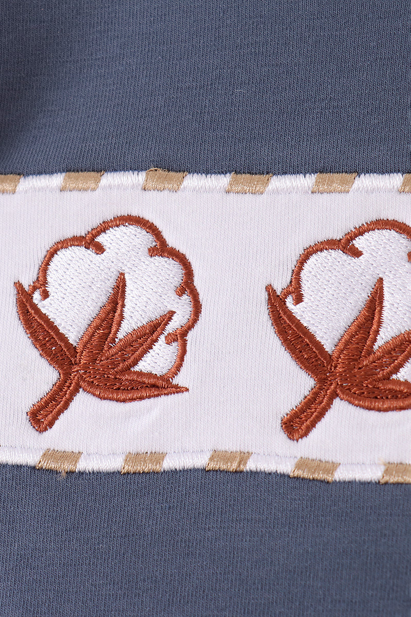 Cotton Embroidered Gingham Bubble