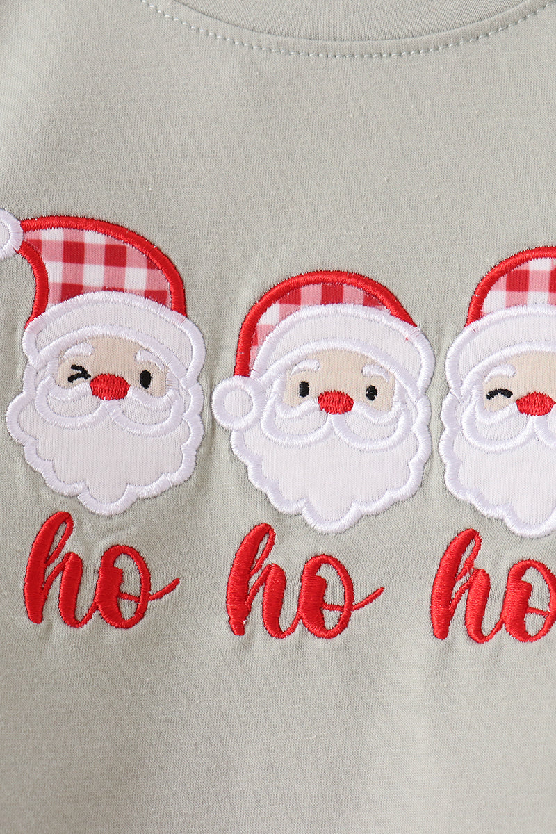 Santa Applique Gingham Pants Set