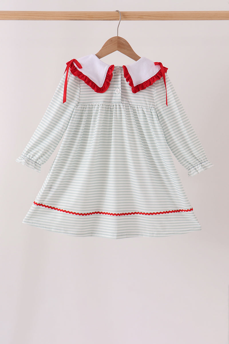Santa Embroidered Ruffle Dress