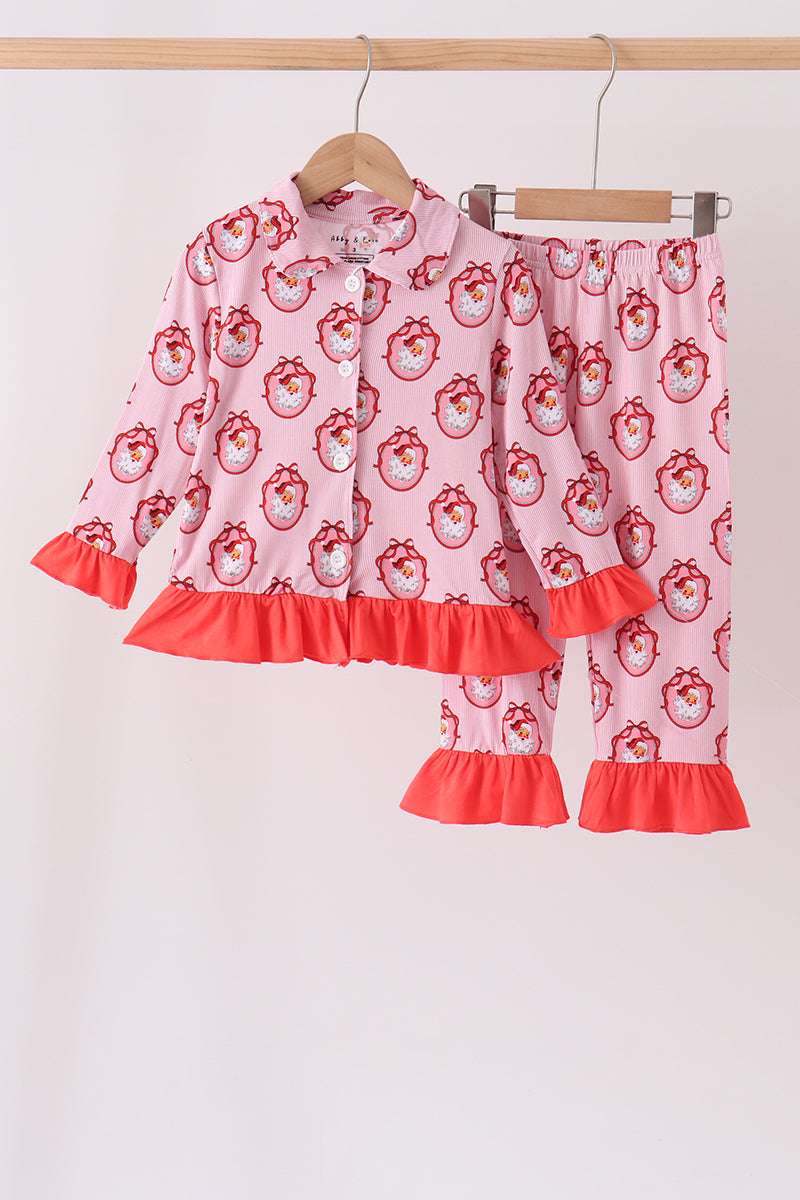 Pink Santa Bamboo Pajama Set